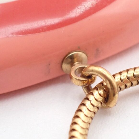 CHANEL CC Logo Snake Chain Pendant Necklace 03P Gold Pink GHW France - Picture 5 of 13